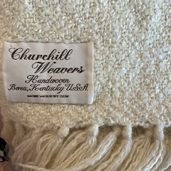 Vtg Churchill Weavers Ivory Throw Blanket 48 X 68” Handwoven Berea, Kentucky USA