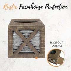Autumn Alley Barn Door Rustic Square Tissue Box Cover | Farmhouse Bathroom