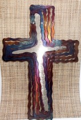 Jeweled Steel Spiral CROSS 2006 Laser Cut Hanging Wall Art David Broussard 12″