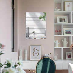 Mirror Tiles, 2»X8» Mirror Tiles Self Adhesive Stripe Wall Mirror Stickers Rem