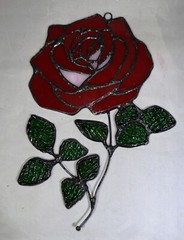 suncatcher stained glass Red Rose 7 1/2 Inch Long