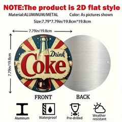 2D Flat, 1 Round Aluminum Tin Metal Signs 8×8 Inches – Vintage Americana Patriot