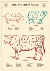 Cavallini & Co. Butchers Guide 20″ X 28″ Decorative Paper / Poster/ Wrap