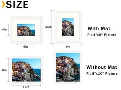 Picture Frames 8×10 2 Pack Nature Solid Wood White for Wall Mounting and Tabl…