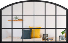 Matte Black Arched Window Mirror, 44″x28″ Decorative Wall Accent