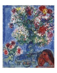Les Amoureux Et Fleurs 1964, Marc Chagall, Wall Art Print Poster 14″ x 11″ 3152