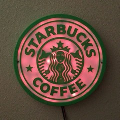 3D Printed Starbucks RGB LED 8-Inch Sign With Remote control wall decor lamp