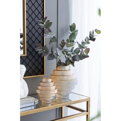 D9.1×9.8″ Tiered Geometric Amber Luster Clear Vase