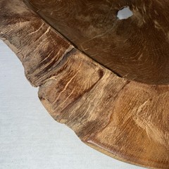 Live Edge Burl Wood Bowl Natural Root Centerpiece Hand Carved Organic Teak 16”