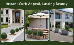 2 Pack 2FT Artificial Cedar Topiary Trees with Ground Spike, Fake Pine Shrubs