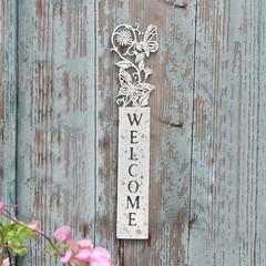 Metal Welcome Sign for Front Door Vertical Wall Mounted Front Door Sign
