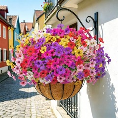 24 Bundles Artificial Flowers for Outdoors UV Resistant Silk Fake Faux Flowers