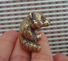 Solid Brass Bear Figurine Vintage Style Bronze Color Statue for Home Decor