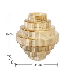 D9.1×9.8″ Tiered Geometric Amber Luster Clear Vase