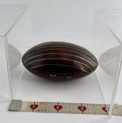 Mid Century Modern Rosewood Brass Inlay Clam Shell Trinket Box Paul Evans Style