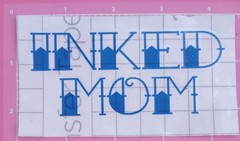 Blue Vinyl Decal Sticker «INKED MOM» Horizontal Words & Phrases