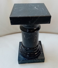 Portoro Italian Marble Column Black Marble Bookstop Column Doorstop H 17 cm