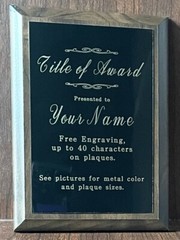 6×8 Custom Plaque Award. (see Pictures For Metal Color Options)