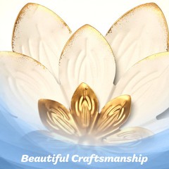 G128 9 IN White and Gold Flower Metal Wall Art Decor
