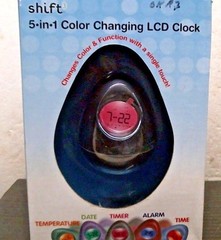 Shift 5 in 1 Color Changing LCD Clock, 10329, BLACK, FREE SHIPPING