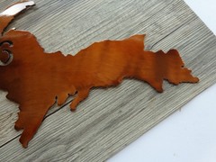 Upper Peninsula Michigan 906 Outline Plasma Cut Metal Wall Art 16″ Wide Copper