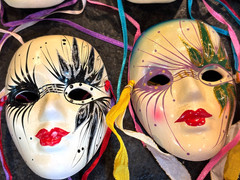 Hand Painted Mardi Gras Style Ceramic Masks for Wall Decor Set of 10