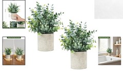 Chic Potted Eucalyptus Plants – Set of 2, Water Resistant, Low Maintenance