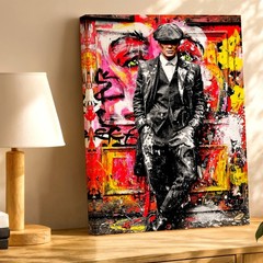 Wall Art Gangster Man Portrait Graffiti Canvas Print Colorful Street Poster