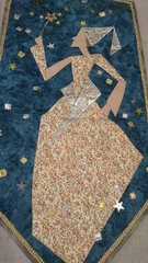 Handmade Patchwork Quilt Tapestry Dancing Couple Starry Sky Japan One of a Kind