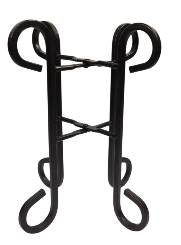 Black Metal Folding Decorative Stand 8 Inch Tall Pedestal Design 4.5 Inch Wide
