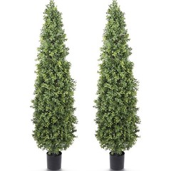 Artificial Boxwood Topiary Tree Easy Care Indoor Outdoor Faux Green Plant Decor