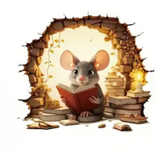 Rat Mouse Hole 4B Reading Book Wall Sticker Realistic Adhesive Decal Living Room