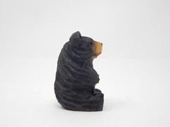 Black Bear Figurine Statue Decor Wood Carving Miniature Small Animal Teddy Smoky