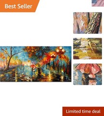 0 3D Hand Painted Abstract Landscape Art – 48×24 Romantic Canvas Wall Decor