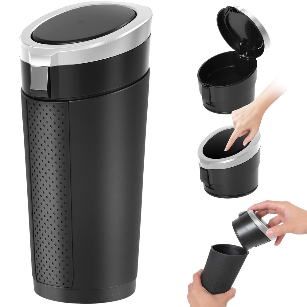 Keria Car Trash Can Bin with Lid – Mini Car Garbage Can Cup Holder-Small Leak…