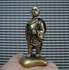 Solid Brass Monk Figurine Vintage Bronze Color Kid Statue Home Decor