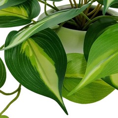 Mainstays Artificial Pothos in White Bubble Ceramic Vase 9-Inch Tabletop Decor