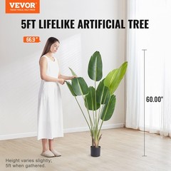 VEVOR 5 FT Artificial Birds Of Paradise Tree Green Faux Lifelike Fake Plant