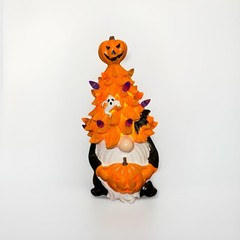 Halloween Gnomes Decorations, 10IN Gnome Decor with LED Lights, Handmade Resin