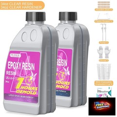 Puduo Fast Cure Epoxy Resin 68OZ, 1 Hour Quick Demold Epoxy Resin Kit, Crystal C