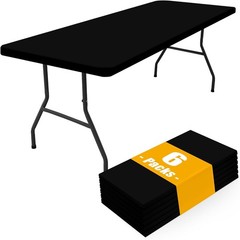 6 Pack Rectangle Picnic Table Cloth, Waterproof Elastic Fitted Tablecloths,