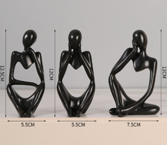 Mini abstract character ornaments for home decor, resin crafts, 3-piece set