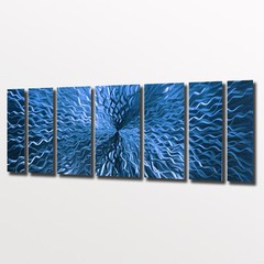 Metal Wall Sculpture Modern Abstract Art Blue Painting Contemporary Home Decor L