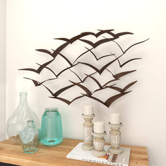 47 In. X 26 In. Metal Black Sleek Flying Flock of Bird Wall Decor