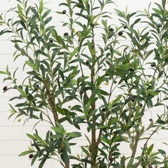 7′ Artificial Olive Tree in White Decorative Planter