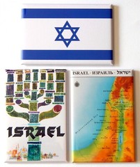 Israel Travel FRIDGE MAGNET Set (map and flag)