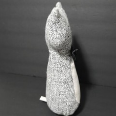 Door Stop Weighted Happy Cat With Bowtie Plush Fabric Gray Freestanding Heavy