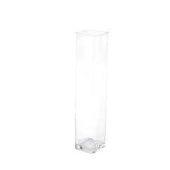 20 In. Clear Tall Glass Square Decorative Vase