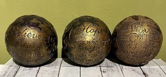 Believe Hope Love Decorative Ball Spheres Decor Gold Ornate Small Set Of 3