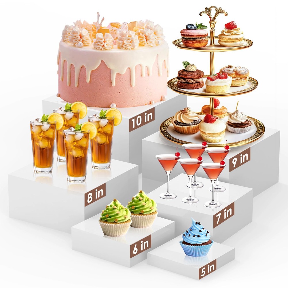 6Pcs Buffet Risers,Food Risers for Buffet Table Display Stand Shelf for Party